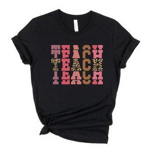 Teacher Shirt, Leopard Print Teach Shirt - Black